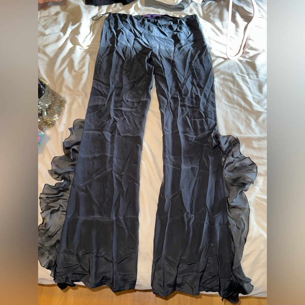 Ralph Lauren Purple Label Silk Ruffle Pants